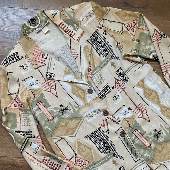 Dress Barn Abstract Design Linen Womans Blazer Size Large - Picture 12 of 17